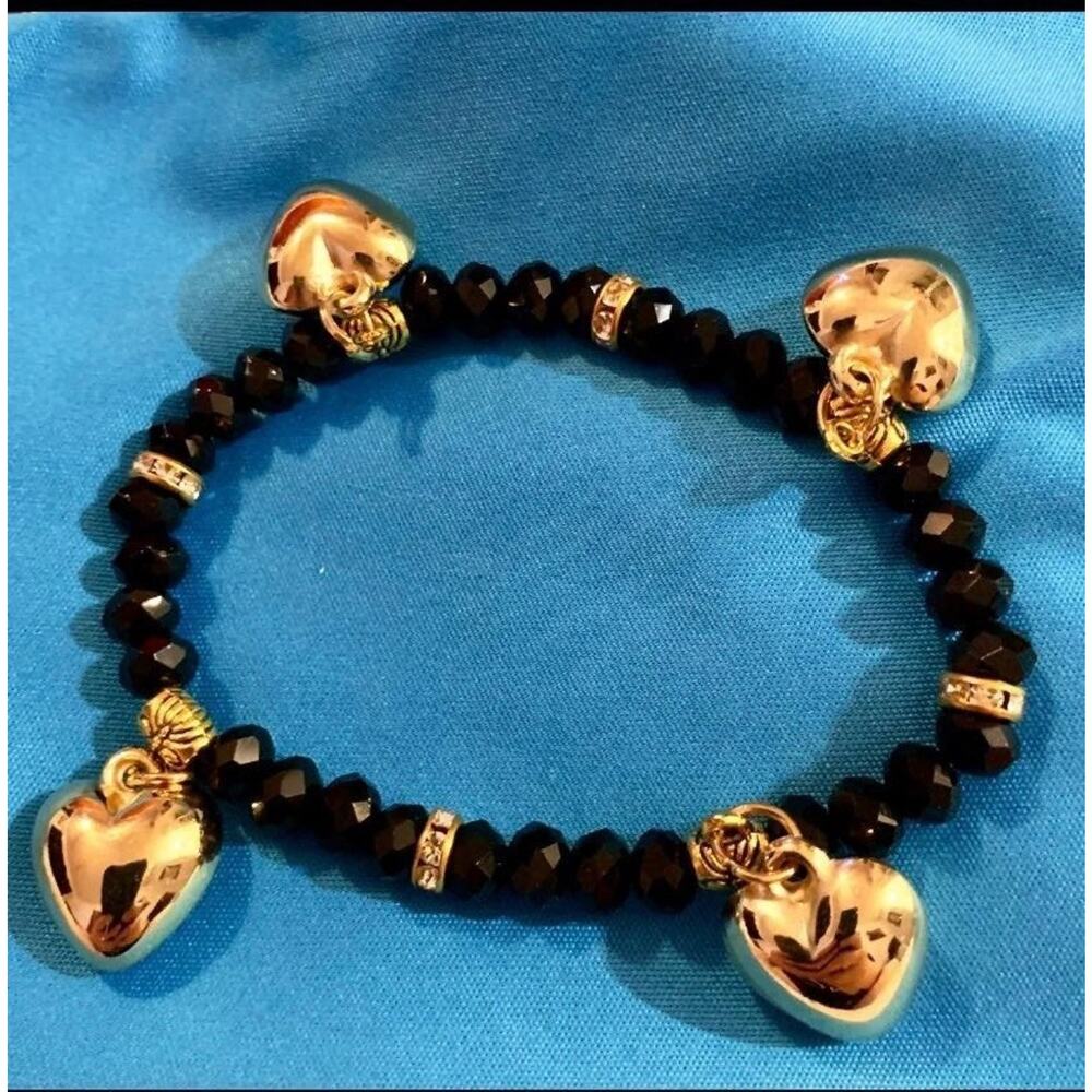 Black Bracelet with Hearts‎